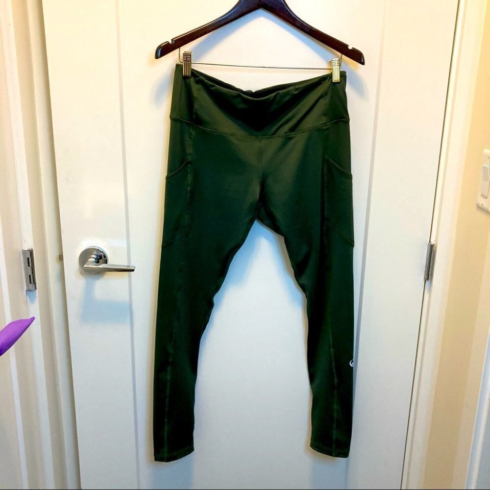 INNER FIRE Sz 12 Green Black Mesh Leggings w/ Pockets